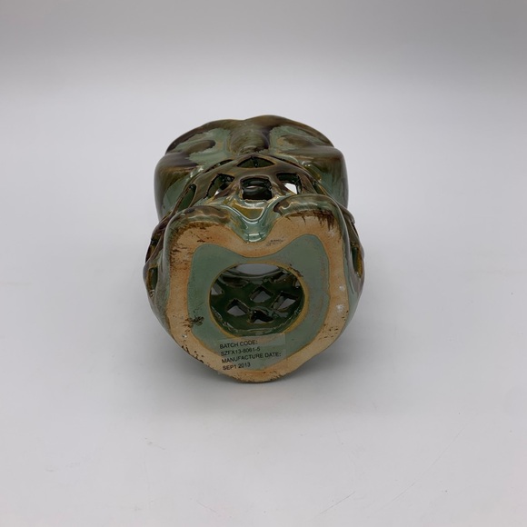 Small Ceramic Shabby Sage Green Brown Owl Sculpture Potpourri Holder Figurine 4” - Picture 9 of 9